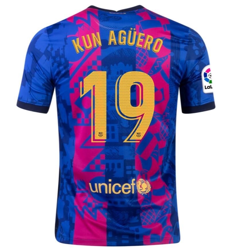 2021/22 Barcelona Football Kit Third Soccer Jersey with SERGIO AGUERO 19 printing